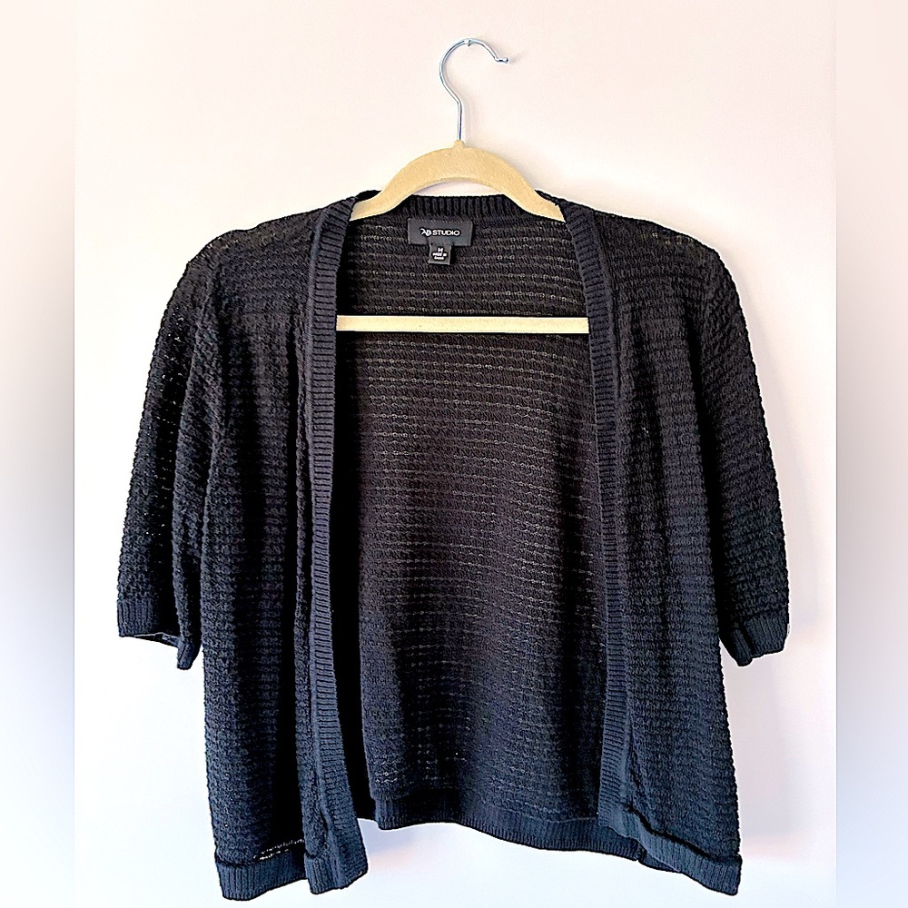 🖤 AB Studio Black Open Knit Cardigan (Size M)